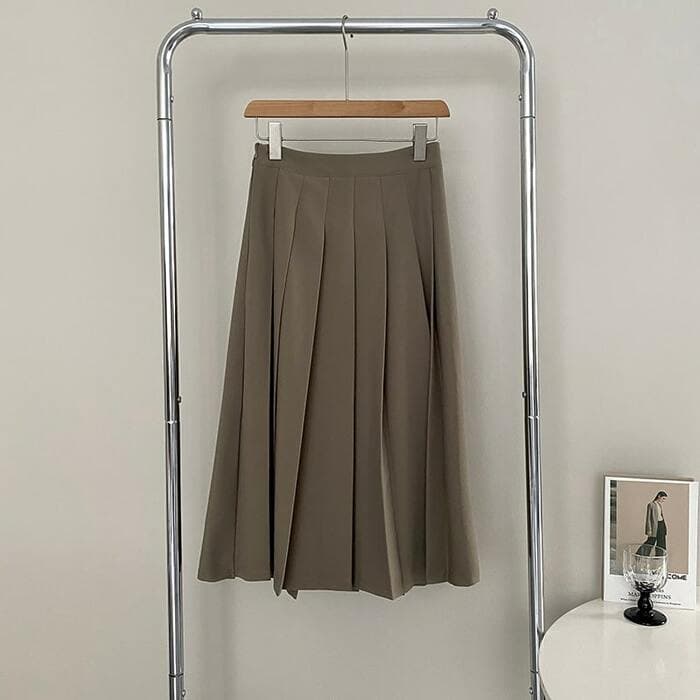 骨格ウェーブ服ハイウエストプリーツスカート